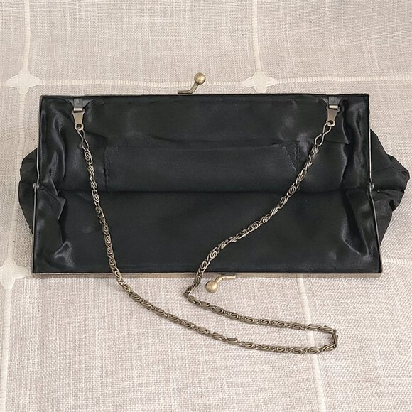 Vintage Inspired Pinch Pleat Black Evening Bag - Picture 6 of 6
